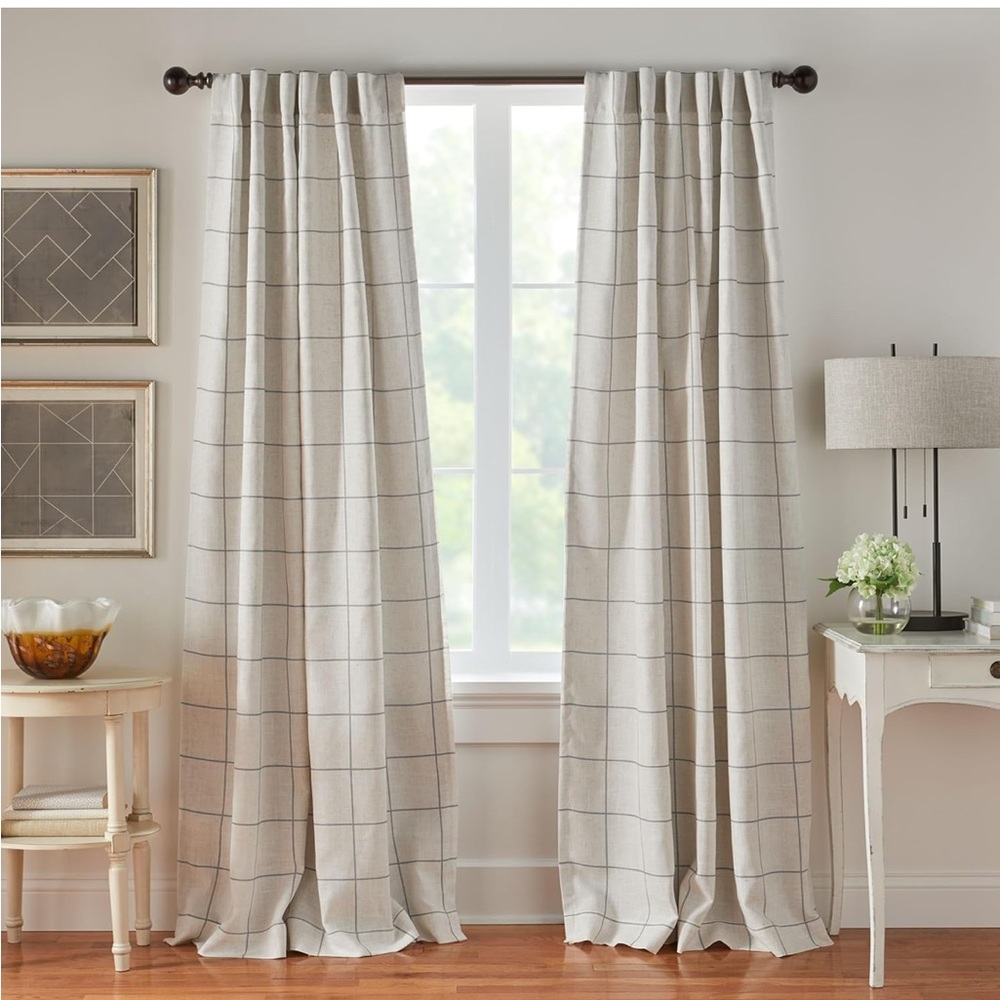 Elrene Home Fashions Brighton Windowpane Plaid Blackout Window Curtain